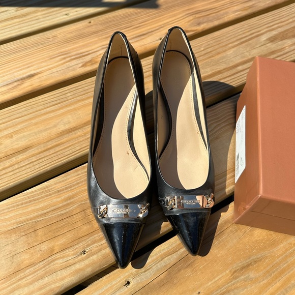 Coach Bowery Glove Leather Patent Black Heels Women’s Size 10 M Comes With Box - Picture 1 of 11